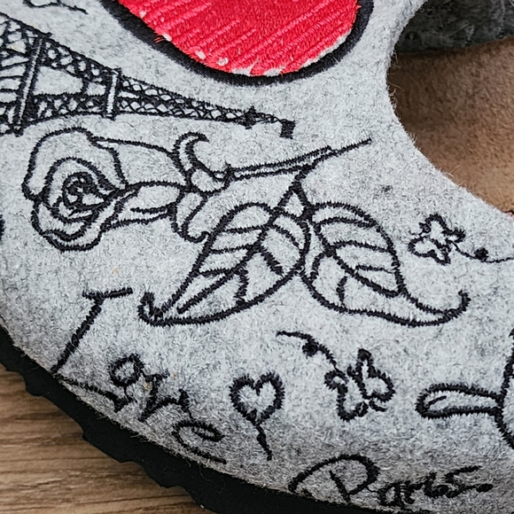 Birkis Dorian Clogs Birko-Flor Gray Paris Heart Rose Love EU 40 US 9 Eifel - Picture 5 of 11